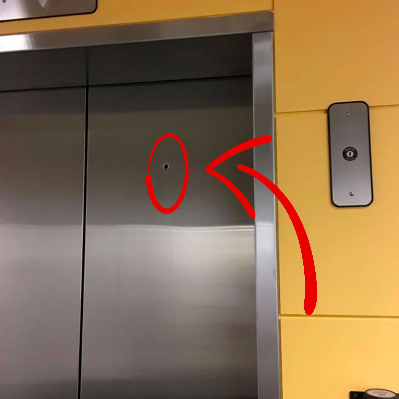 Hole on elevator door 1